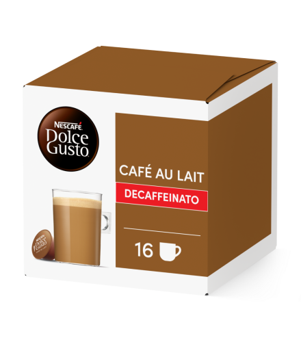 Doos van 16 NESCAFÉ Dolce Gusto Café au Lait Decaffeinato 16 Capsules capsules