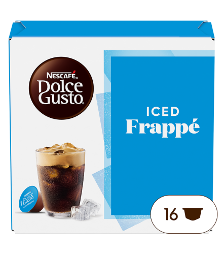 pack of iced frappé capsules front view