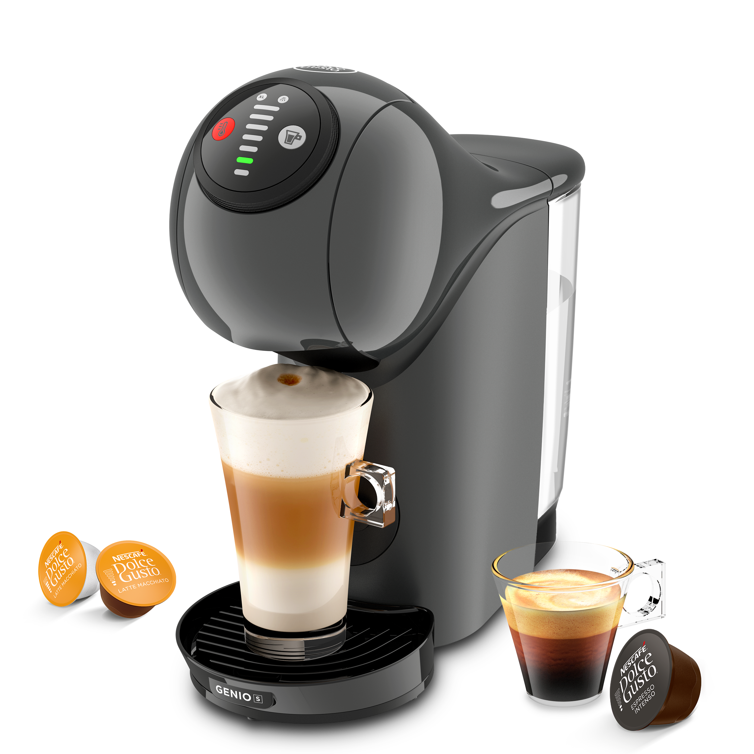 Machine &agrave; caf&eacute; Mini Me 2 avec un latte, un espresso et trois capsules