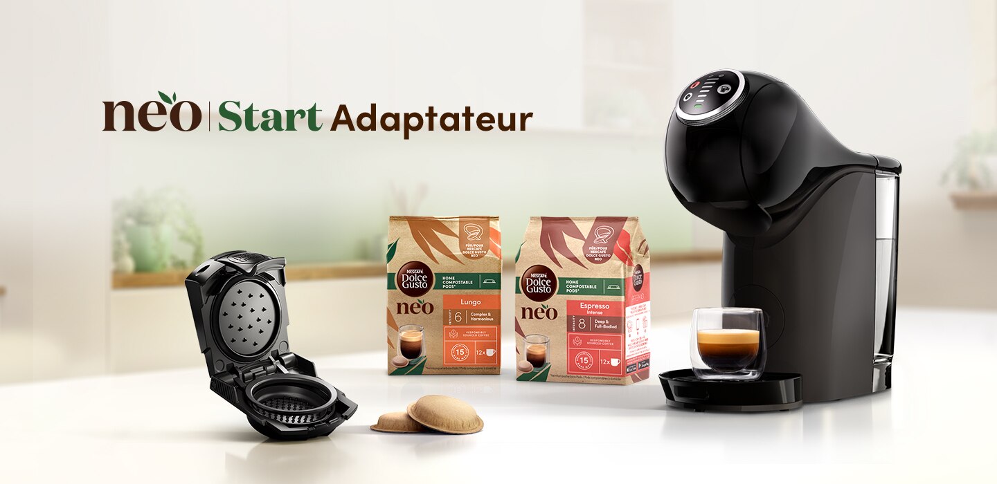 Produits NESCAFÉ Dolce Gusto et machine NESCAFÉ Dolce Gusto avec l'adaptateur NEO Start