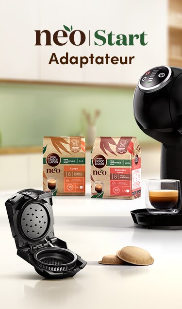 Produits NESCAFÉ Dolce Gusto et machine NESCAFÉ Dolce Gusto avec l'adaptateur NEO Start