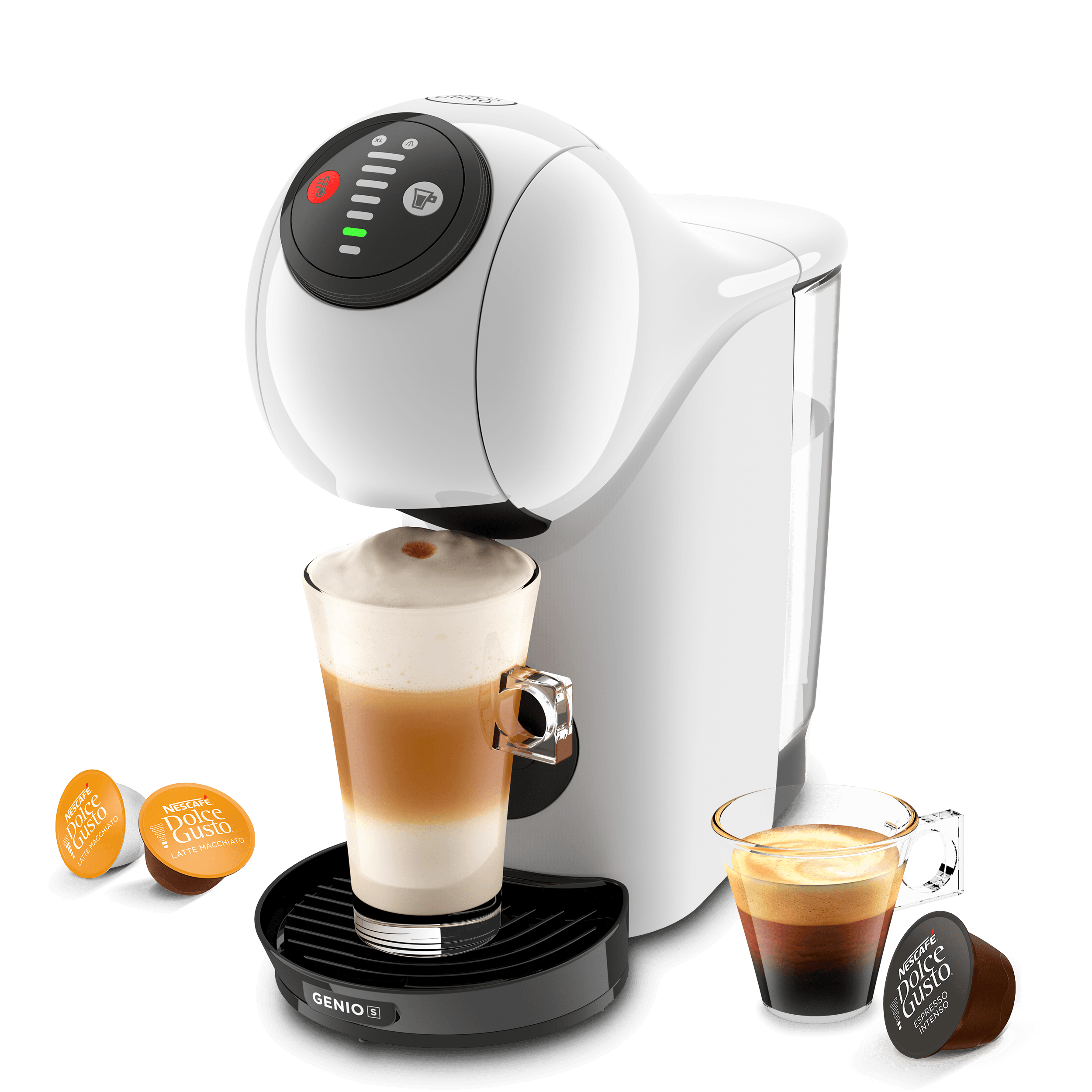 Machine &agrave; caf&eacute; Mini Me 2 avec un latte, un espresso et trois capsules