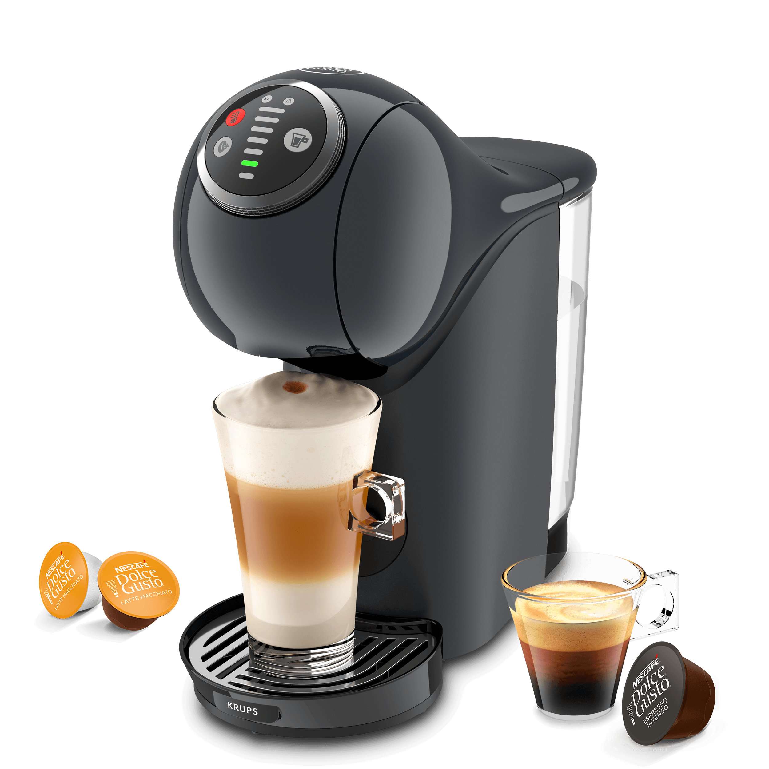 Machine &agrave; caf&eacute; Mini Me 2 avec un latte, un espresso et trois capsules