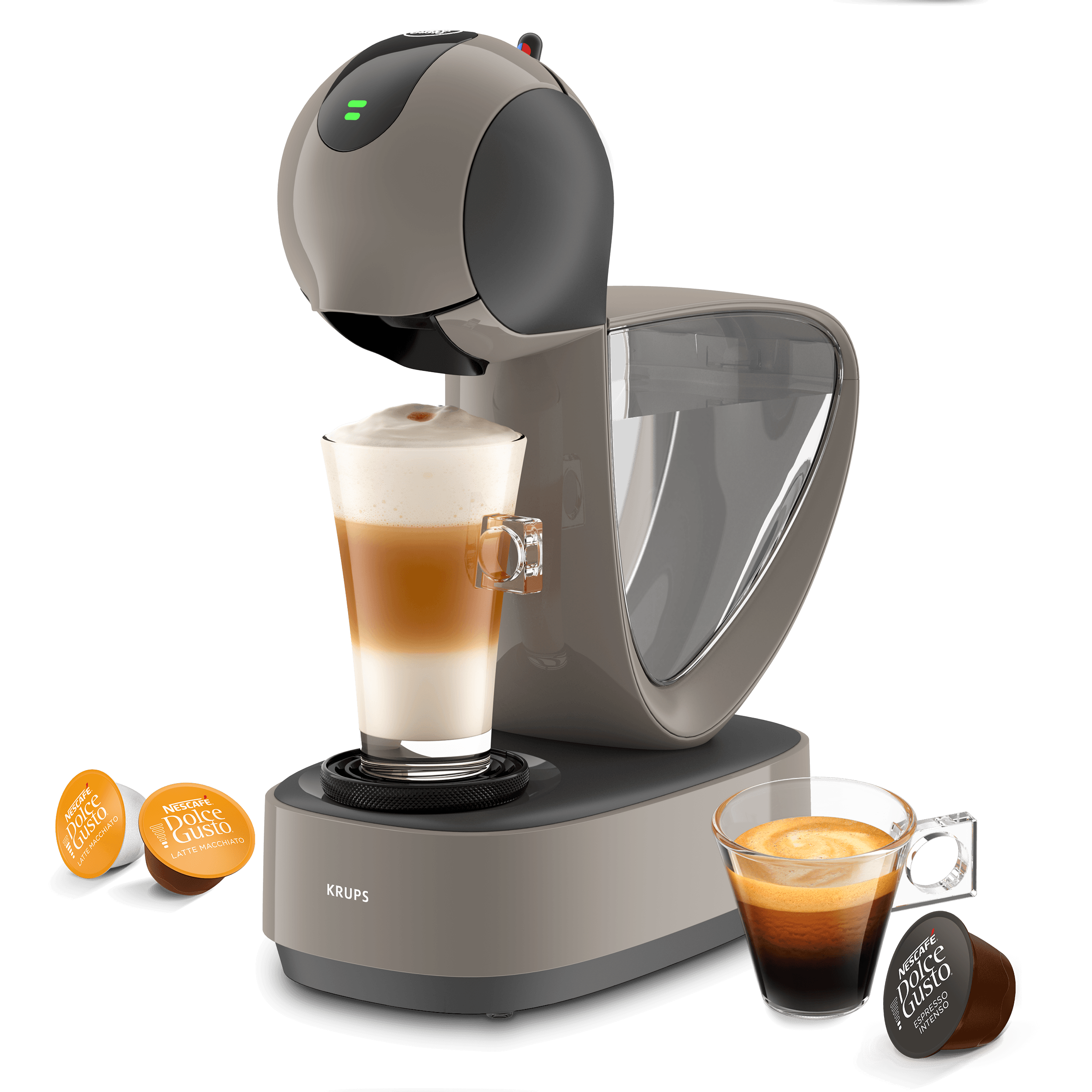Machine &agrave; caf&eacute; Mini Me 2 avec un latte, un espresso et trois capsules