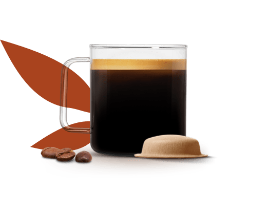 pot rempli de café infusé à côté d'un pod à base de papier