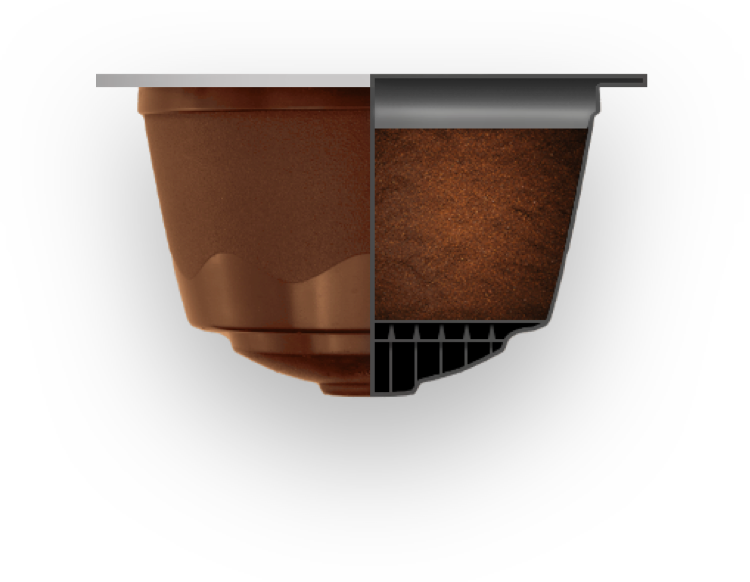 Binnenkant van een capsule met kwaliteitsvolle koffie