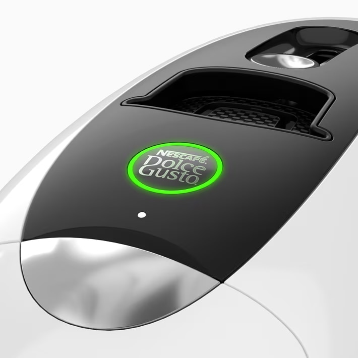 Witte NEO Latte-koffiemachine met groen verlichte startknop.