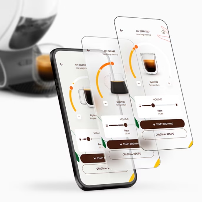 Customising drinks via the app.